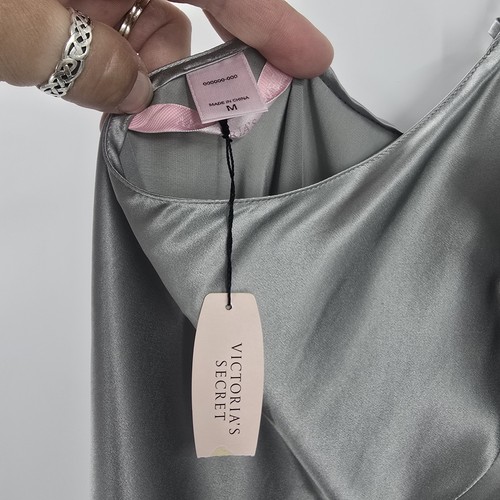 Vintage Y2K Victoria’s Secret 100% Silk Silver Grey Cowl Neck Maxi Slip Dress M - Picture 8 of 11