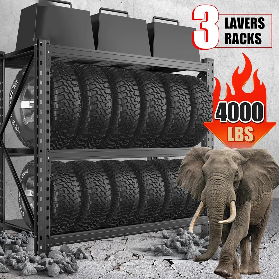 Estantes de almacenamiento de garaje de metal, estante de gran capacidad, estantería de metal de alta resistencia Foto 4 de 4