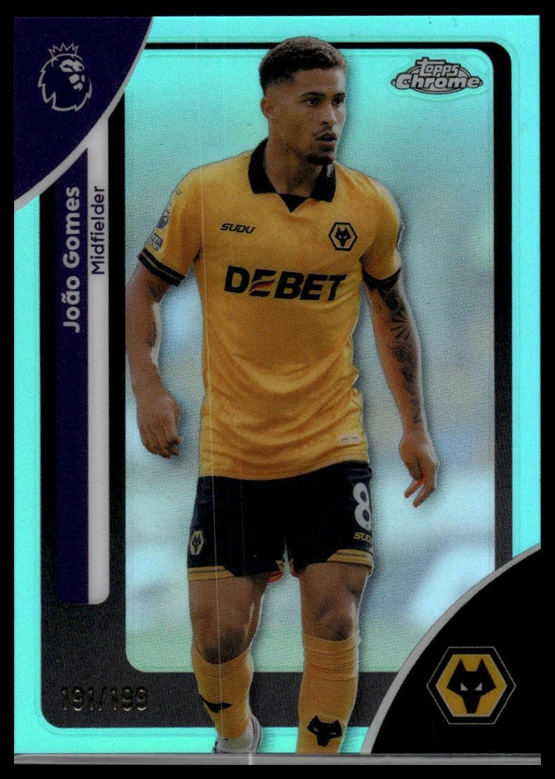 2025-26 Topps Chrome Premier League João Gomes Aqua Refractor #194 /199 Wolves
