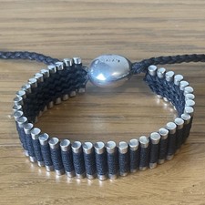 LINKS OF LONDON 925 STERLING SILVER 35 BAR FRIENDSHIP BRACELET BLACK CORD UK