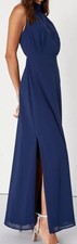 Lulus Women's Size Large Elegance Navy Chiffon Sleeveless Mock Neck Maxi Dress