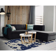 Hand Tufted Wool Area Rug Blue Ivory Modern Abstract Custom Size 9X12,12X15