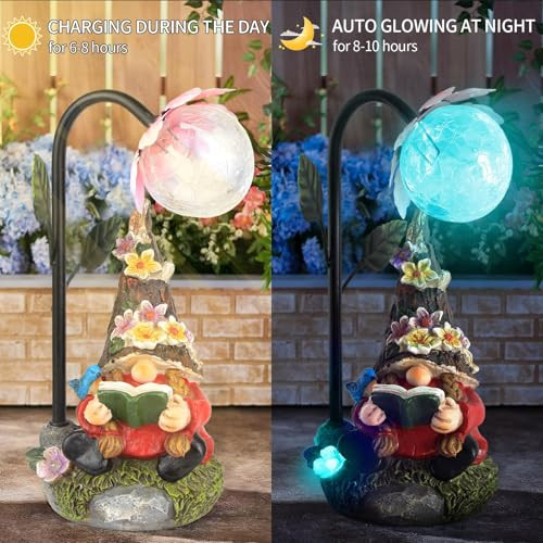 Gartenzwerge Statue Deko, mit buntem Farbverlauf Solar LED Lichter Dekoration - Bild 5 von 7