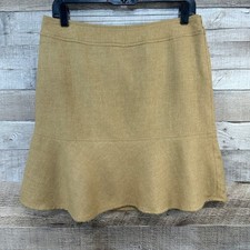 Gap Womens Y2K Wool Blend Trumpet Skirt Camel Tan Peplum Side Zip Sz 6 Vintage