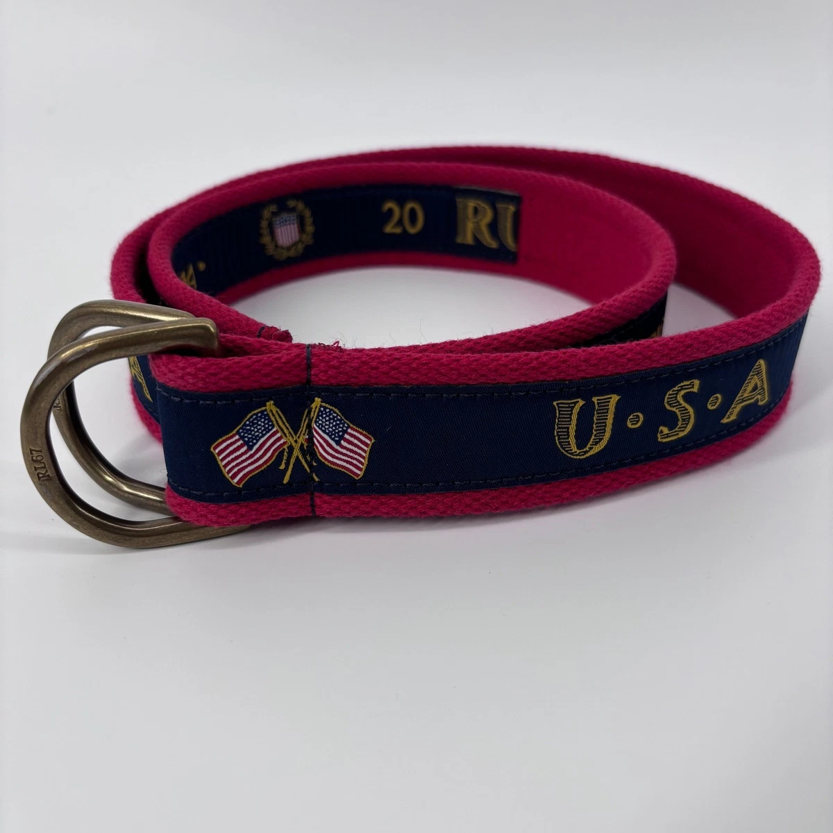 POLO RALPH LAUREN Vintage Classic Striped Belt Navy Blue Red Brown S Polo Ralph Lauren Multicolor Belts for Men for sale - eBay main image 2