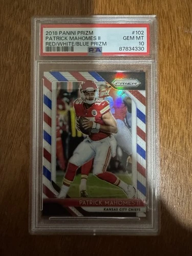 2018 Panini Red White Blue Prizm #102 Patrick Mahomes II Chiefs PSA 10 GEM MINT