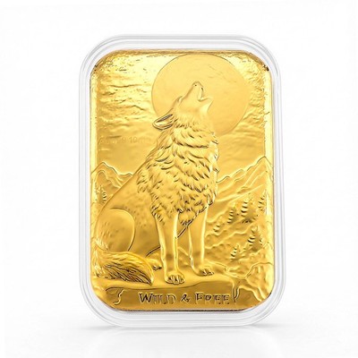 24K Golden Wild & Free Wolf Embossed Sheet 31x45.5mm 10mg