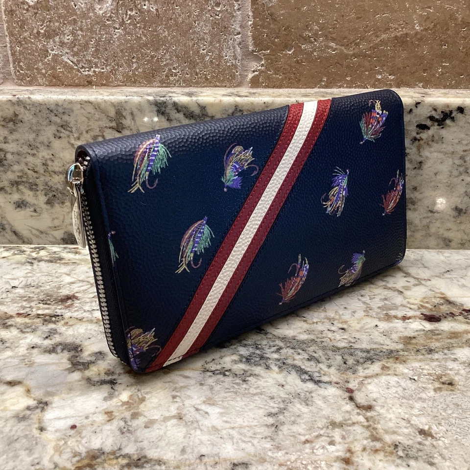 Bally 皮革拉链钱包 625 美元全新罕见飞钓豪华礼物意大利制造 — 第 4/4 张图片