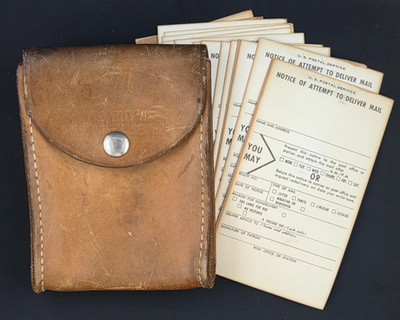 WOW! Vintage USPS Leather Belt Mail Carrier Pouch With Attempt to Deliver Forms!