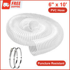 6" x 10' Heavy PVC Dust Collection Hose, Puncture Resistant PVC Dust Collection
