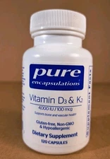 Pure Encapsulations Vitamin D3 & K2, 100 mcg Dietary Supplement 120 Capsules