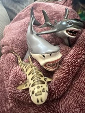 Safari Ltd Sea Animals Lot Of 3 6 Inch Sharks Megalodon Leopard Great White