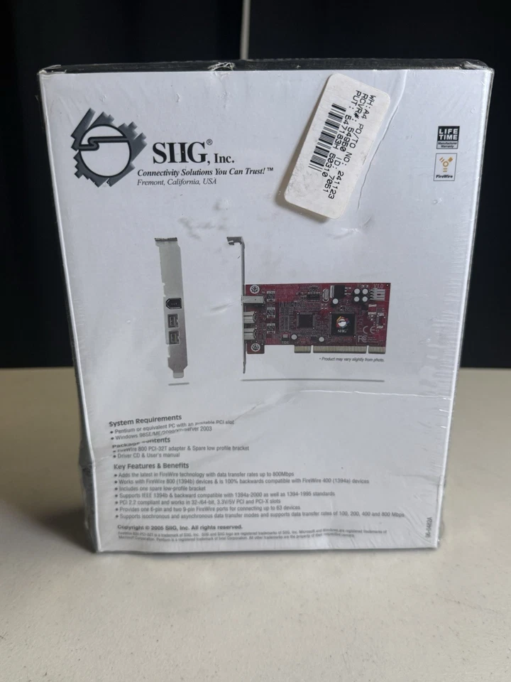 New SIIG Firewire 800 PCI-32T Host Adapter NN-830112 Vintage Windows 2005 - Image 3 of 4