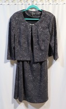 Alex Evenings Women's Jacquard-Knit Dress Jacket 18, Smoke