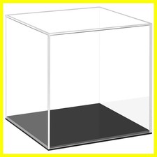 Clear Acrylic Display Case with Black Base 5x5x5 inch Square Acrylic Box Cu...