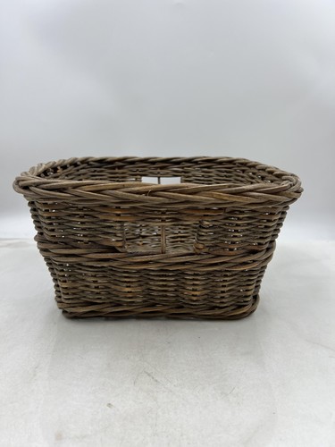 Rectangular Woven Storage Basket Rattan Organizer Bin with Handles 11x11x6in Rus - Picture 2 of 10
