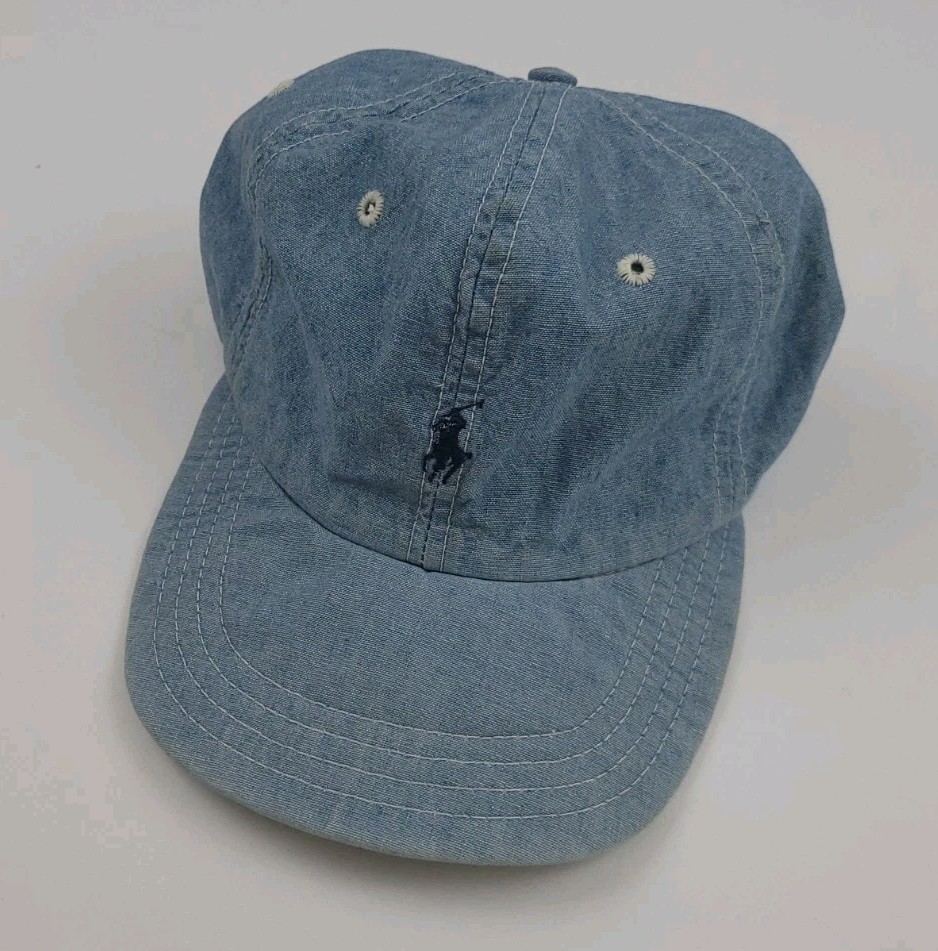 Cappello berretto vintage anni 90 Polo Ralph Lauren Chambray denim RL pony sport made in USA