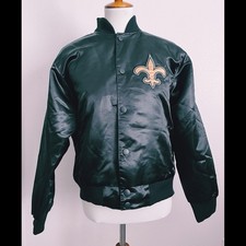 NFL New Orleans Saints Snap Black Satin Embroidered Bomber Jacket Women  s 2XL