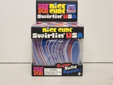 NeeDoh Nice Cube Swirlin' USA Squish Toy Red White Blue FREE SHIPPING 