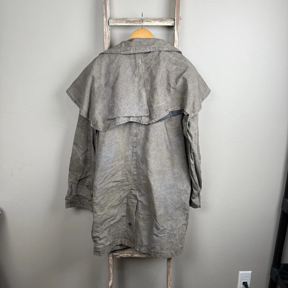 Australian Outback Waxed Duster Gray Snap Coat size Large  - Image 4 of 4