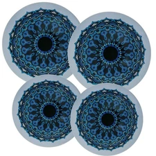 Set of 4 8 Inches and 10 Inches Stove Burner Covers Blue Mandala