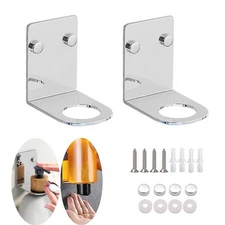 2 Pack Wall Mounted Soap Bottle Dispenser Holder Hanging Rack for Bathroom