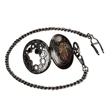 Mens Skeleton Mechanical Pocket Watch Half Hunter Pocket Watch Roman Numerals