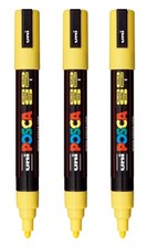 PC-5M Water-Based Paint Markers, Reversible Medium Tip 1.8-2.5mm, Yellow, 3 C...