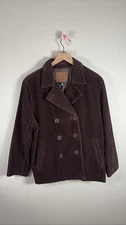 Lauren Ralph Lauren Brown Corduroy Double Breasted Pea Coat Jacket Womens L