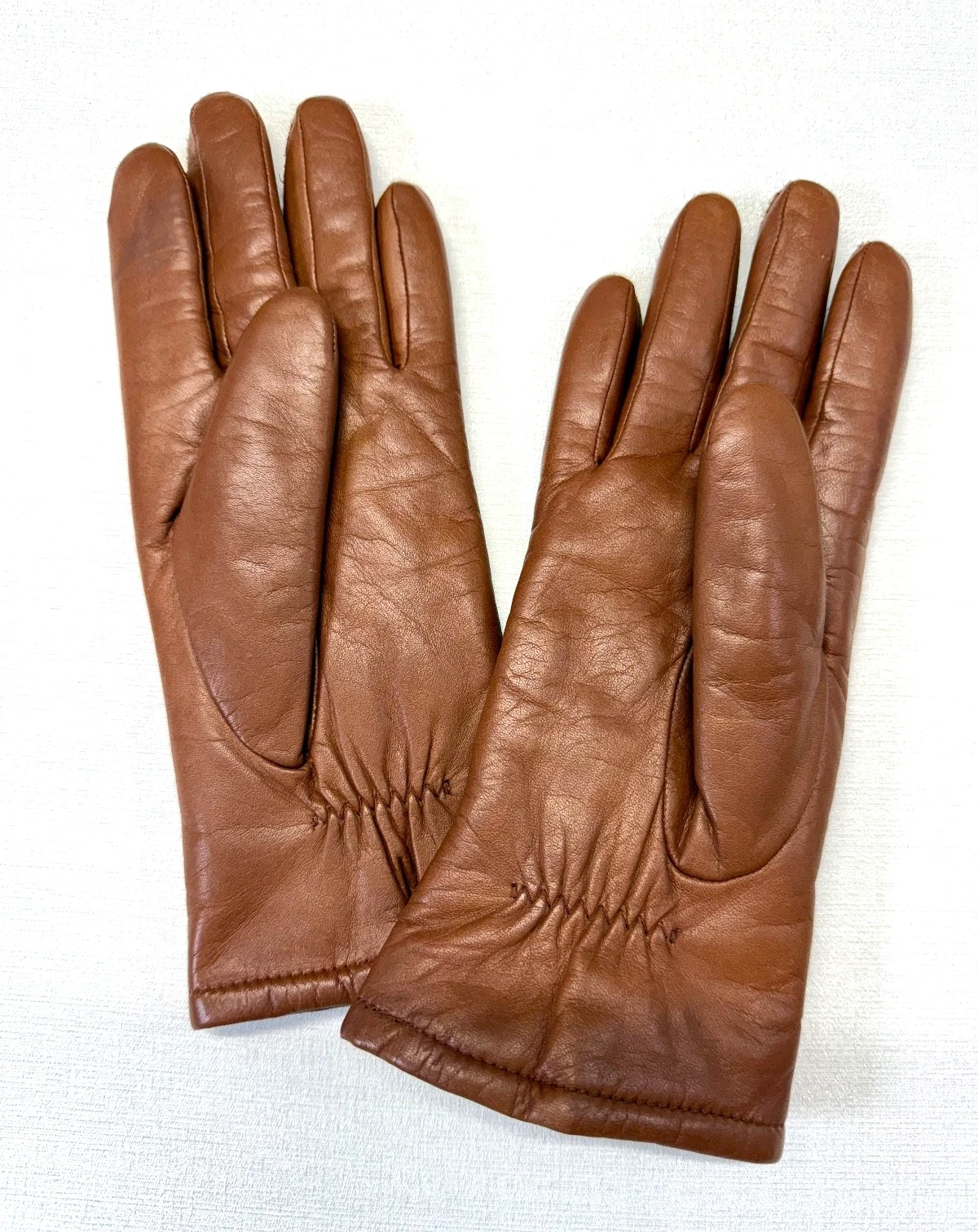 VTG Fownes Leather Gloves Women's Medium Brown Driving Glove Thinsulate Lined
