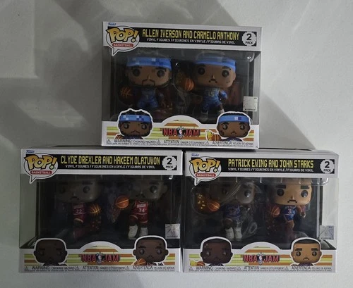 Funko NBA JAM Set Of 3: 2-Packs With Allen Iverson Patrick Ewing Clyde Drexler