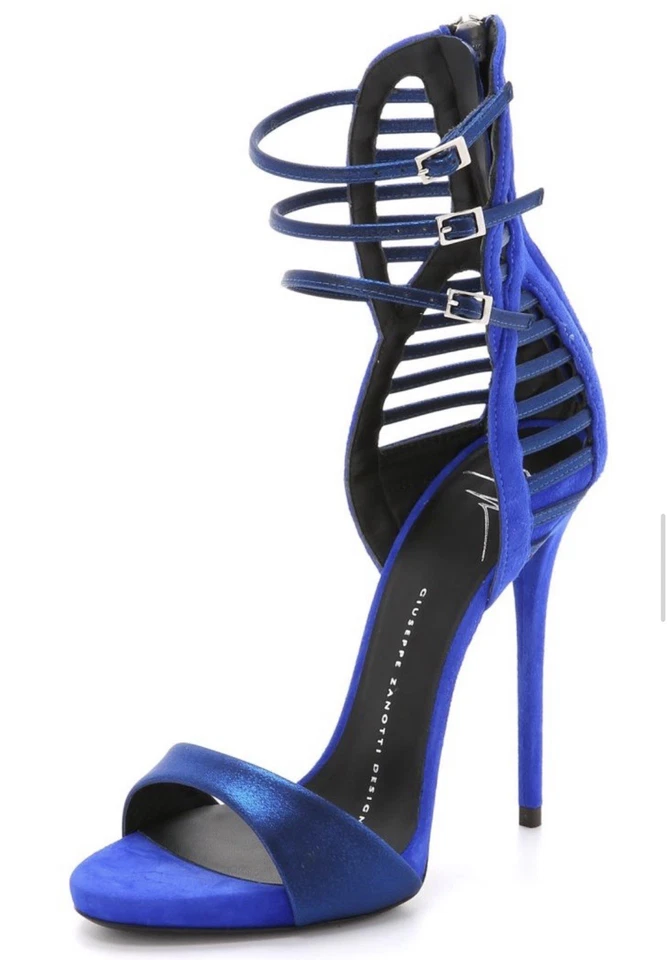 Giuseppe Zanotti Iridiscente Satén y Gamuza Sandalia Tacones 38! Foto 2 de 4