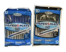 2 Paper Mate 1.2mm Ball Point Pens BLUE & Blue INK 10 Pack NIP