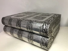 Silver Metal Embossed Faux Book Jewelry Box 