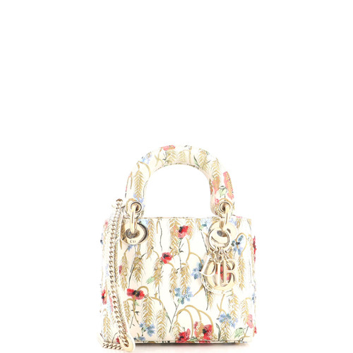 Christian Dior Lady Dior Chain Bag Embroidered Printed Calfskin Mini