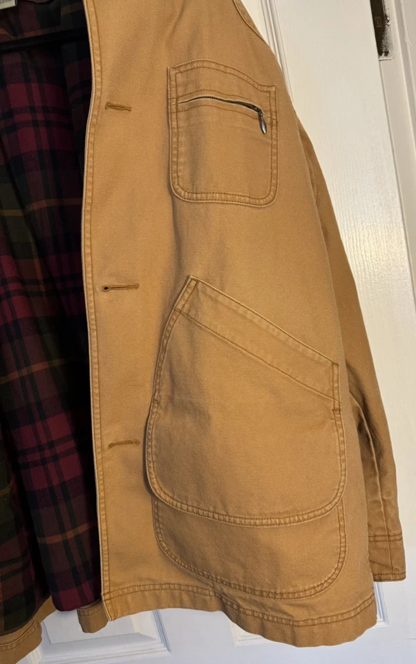 LL Bean Chore Coat Mens Large Cotton Barn Jacket Flannel Lined VG Cond used - Image 3 of 4