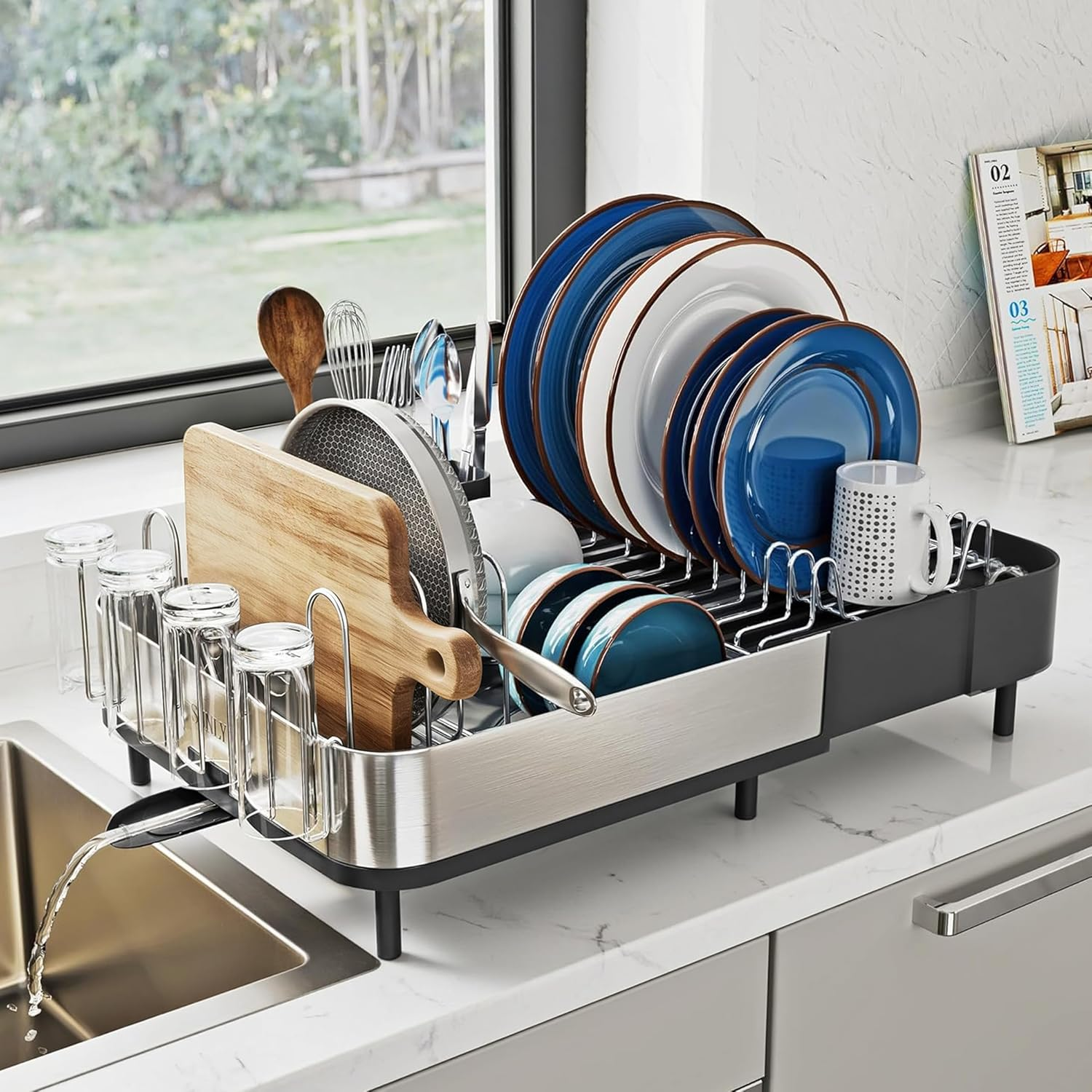 Expandable Dish Drying Rack for Kitchen Counter, 304 Stainless Steel ...