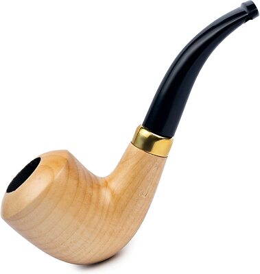 Dr. Watson - Wooden Tobacco Smoking Pipe, Classic Dublin Shape  (Natural)