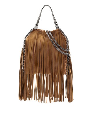 stella mccartney mini falabella metallic woven crossbody bolsa