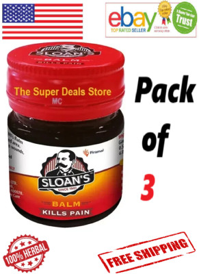 3X Sloan's Pain Relief Balm 20gm Each Kills Pain -|Joint|Body| Knee|Muscles|Pain