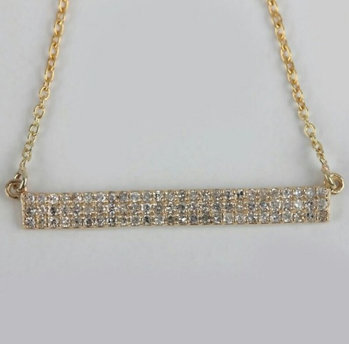 Natural Diamond Bar Pendant 14K Solid Gold Bridal Jewelry Wedding Gift For Her. - Picture 22 of 24