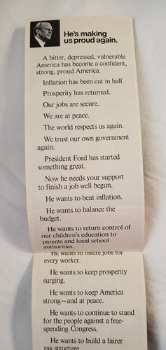 Pres. Gerald Ford SIGNED autographed 1976 He's Making Us Proud Again brochure - Picture 6 of 10