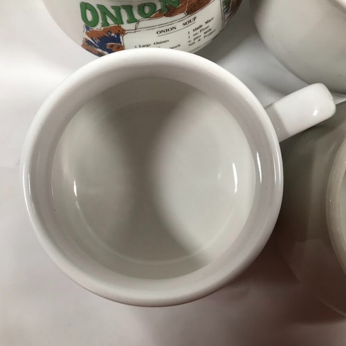 Tomato Onion Mushroom Potatoe Soup Recipe Ingredients Bowls Mugs Cups Set of 4 - Picture 13 of 21