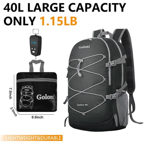 Hiking Backpack Bag40l Ultra Lightweight Packable Backpackwater Resistant Foldab - Picture 6 of 6