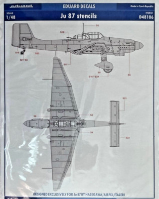 Eduard 1/48 Ju 87 Stuka Stencils Waterslide Decal D48106 Hasegawa/Airfix/Italeri
