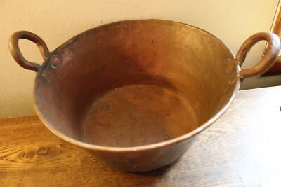 Vintage Hand Made Copper Cooking Kettle W/Two Copper Handles Approx 10 1/2'' X7''