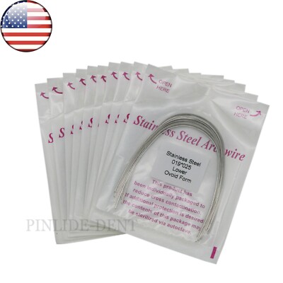 US 100PCS Dental Ortho Arch Wire Stainless Steel SS19X25L Rectangular Ovoid Form