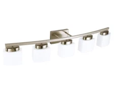 5-Light Chrome Vanity Light Fixture with White Glass Shade (Parts/Damage)