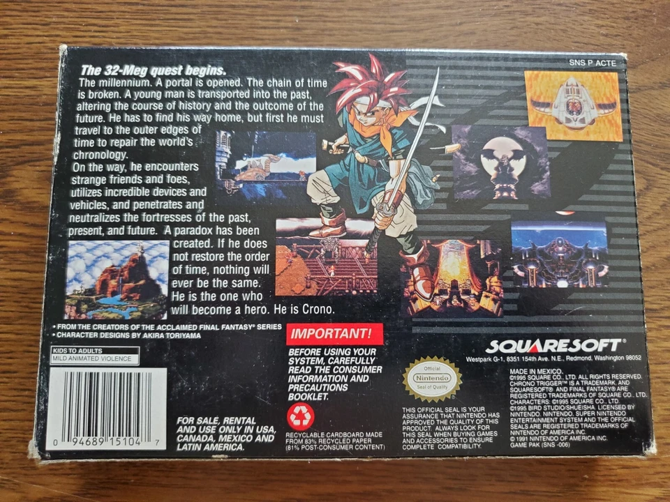 Chrono Trigger SNES Complete Authentic Tested - One Owner Since 1995 - Image 2 of 4