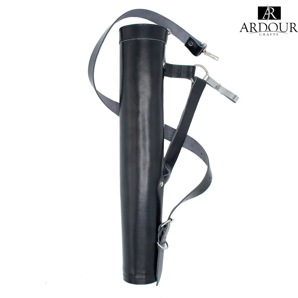 Handmade Genuine Leather Back Quiver | Traditional Archery Arrow Holder - Image 2 of 4